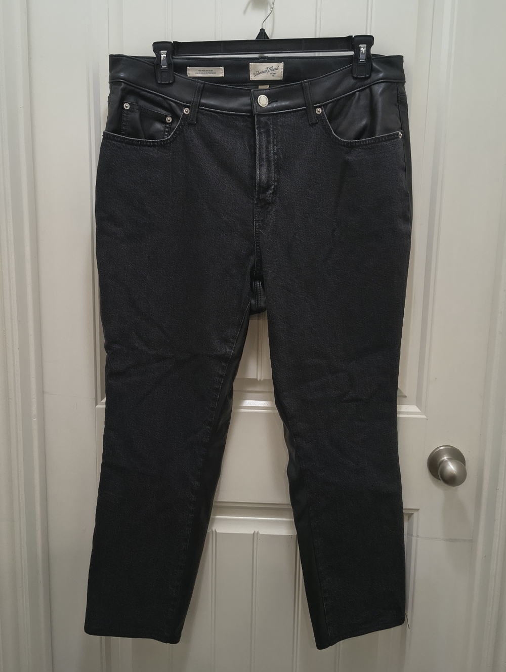 Universal Thread Faux Leather Panel Black Slim Jeans NWT Women's Size 17R